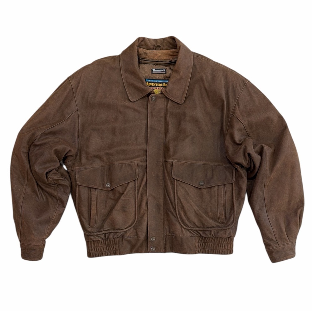 VTG Wilsons Leather Adventure Bound Bomber Jacket Brown Large Thinsulate Size L
